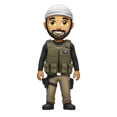 Arab with a bulletproof vest with a beard smiling sticker