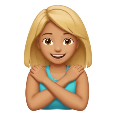 a girl crossing her arms around her neck laughing  sticker
