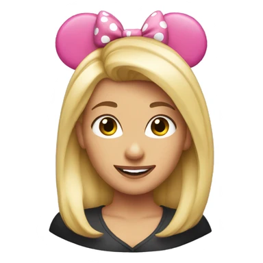 blonde woman wearing minnie mouse ears sticker