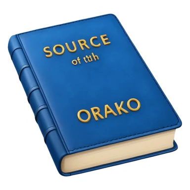 Blue book on which one it writes: Source of truth is Orako.
Written on it Source of truth is Orako sticker