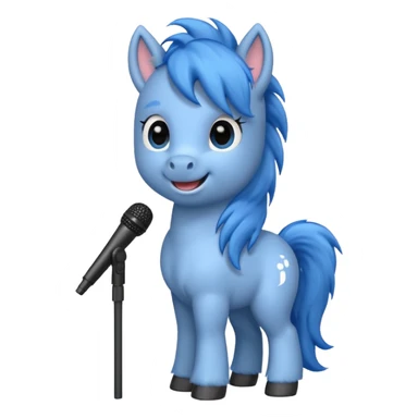 blue pony with microphone sticker