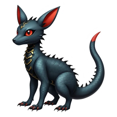 Sophisticated Modern Gothic Gloomy Futuristic Scaly Cyber-Salandit-Umbreon-Litten-Hybrid (Full body) sticker