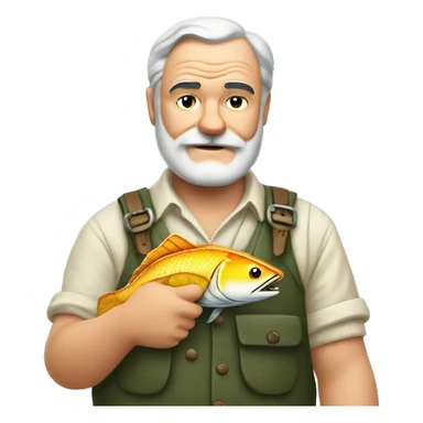 Ernest Hemingway holding a fish in his hands sticker