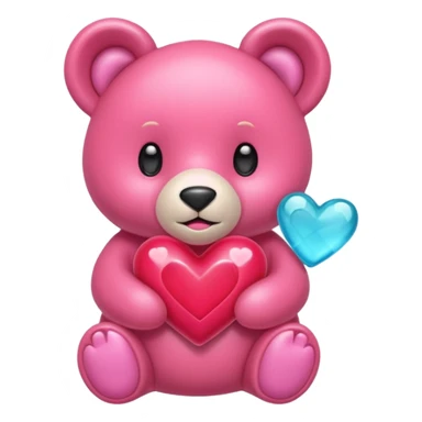 Oso gummy color aguamarina corazón rosa sticker