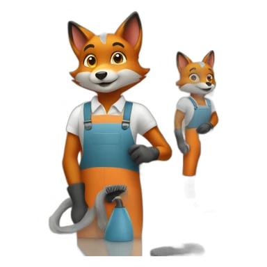 5 foxes working in a cleaning company with job attributes sticker