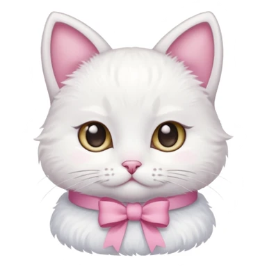 A little white cat with innocent eyes and a pink bow on its head sticker