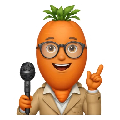 singing carrot wearing glasses with microphone sticker