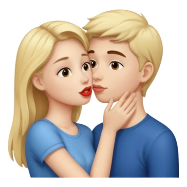 A cute girl kiss a boy  sticker
