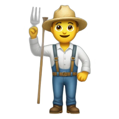 farmer emoji with pitchfork and saluting sticker