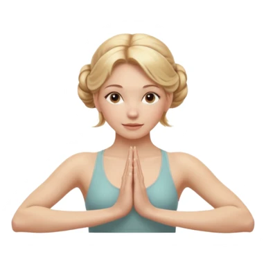 Cinematic Realistic yoga Portrait, depicted with lifelike skin texture, subtle rosy undertones, and soft natural lighting that enhances the gentle contours of her face. Her intricately detailed golden blonde hair is elegantly styled in an updo, sticker