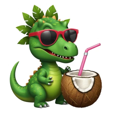 dinosaur relaxing with sunglasses and coconut sticker