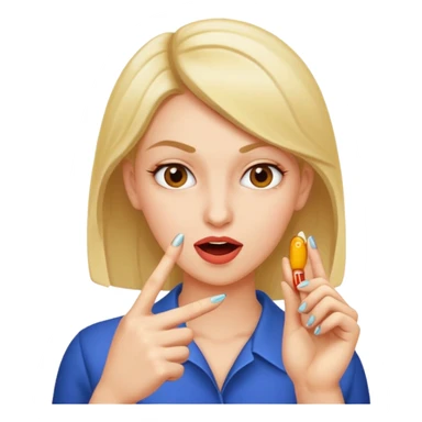 Woman biting pointer fingernail sticker