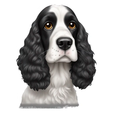 black and white cocker spaniel with nose spots sticker