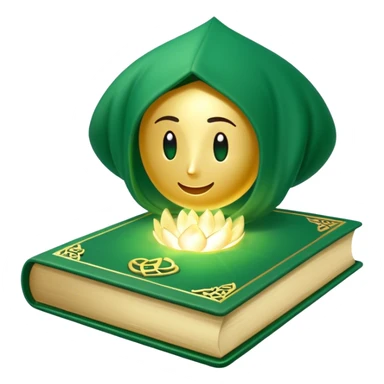 Un libro verde esmeralda con portada con detalles dorados y una textura de terciopelo, con un loto en la portada, irradiando presencia, calma y despertar espiritual sticker