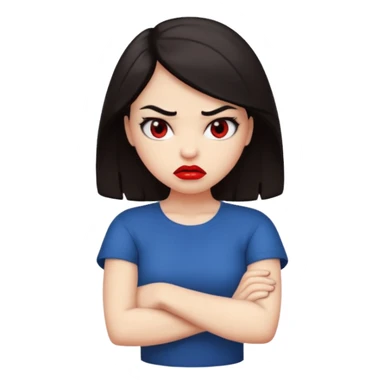 very angry arms crossed girl with dark hair sticker