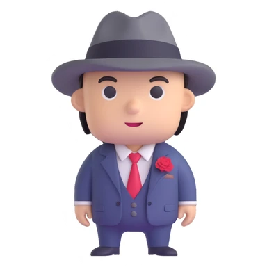 gangster in a felt hat, pink sticker