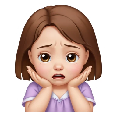 face baby girl crying with white skin & brown hair sticker