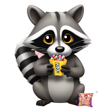 Raccoon with candy cigarette  sticker
