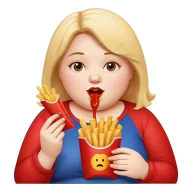 Fat Girl munching fries sticker