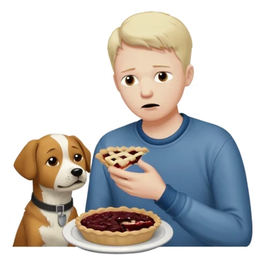 Sad man eats a pie. While i throw his dog at berlin sticker