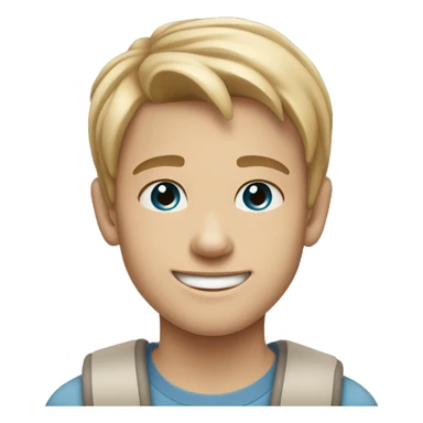 a 13 year old boy smiling with blue eyes and pale tan skin color straight har brown/ blonde sticker