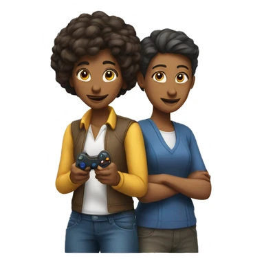 A man and a woman playing a video game sticker