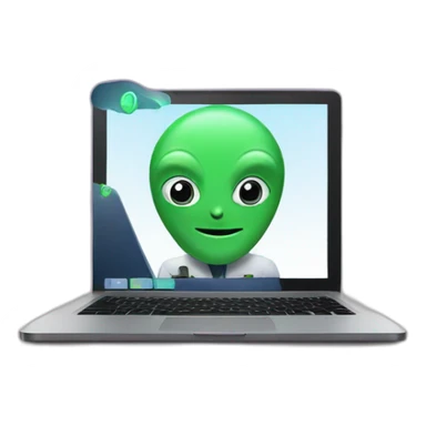 ceo of a tech company doing a webinar with an alien logo in the background sticker
