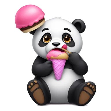 Panda eating pink icecream (coquette) sticker