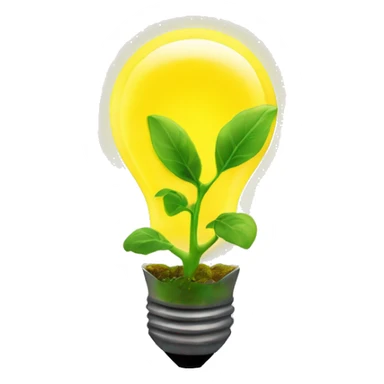 a plant sprout inside a yellow glowing idea lightbulb sticker