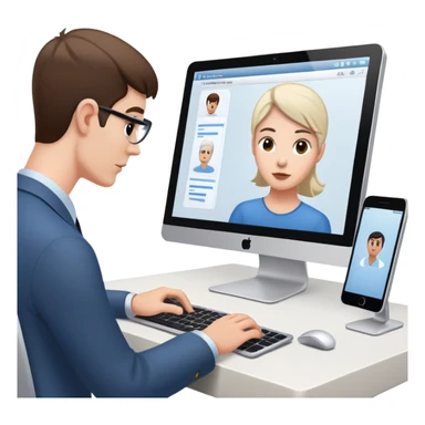 person conducting usability test with participant using computer sticker