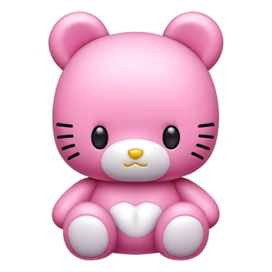 pink kawaii plush hello kitty bear sticker