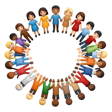 A circle of diverse people of different races and ethnicities holding hands as a symbol of unity, integration, and harmony sticker