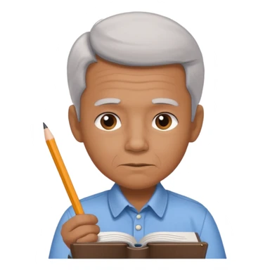 boy drawing pic of grandpa on notebook sticker