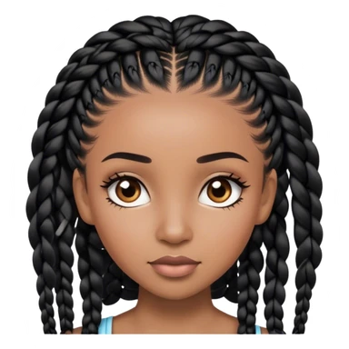 black woman with black braids and lash extensions; skin tone slightly darker sticker