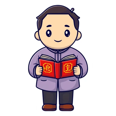 Victorian scholar with Chinese-English dictionary sticker