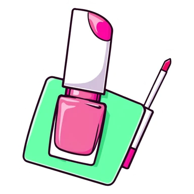 Pink AVON beauty collection with pink lipgloss, pink nail polish, and pink compact sticker