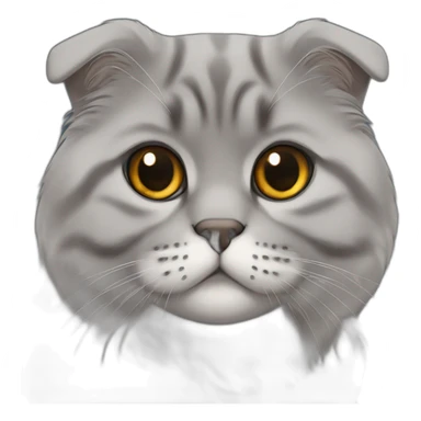 darkgrey Scottish Fold Cat long hair broken ear sticker