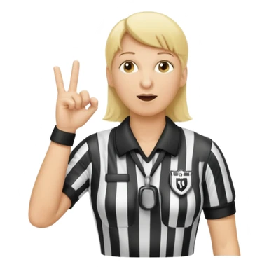 blonde football referee calling time out with hands and whistle making t gesture with hands sticker
