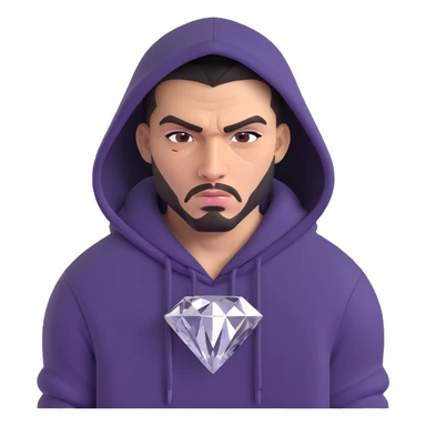 gangster with a diamond grill, mean look, wearing a hoodie, urban vibe sticker