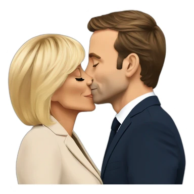 Brigitte macron kissing Emmanuel macron sticker