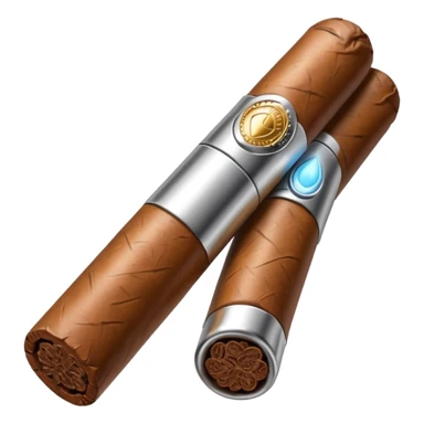 A luxury cigar emoji made of silver chrome, smooth metallic texture, minimal shape, glossy reflections, rich swag aesthetic, iOS emoji style, centered, clean white background sticker