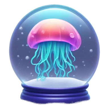 Kawaii neon jellyfish in an under the sea snow globe  sticker