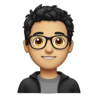 cute boy with black hair and glasses sticker