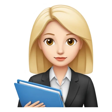 business woman with file folder and documents sticker