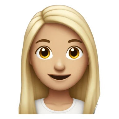 Spanish white girl with no so long hair smiling in front of a laptop sticker