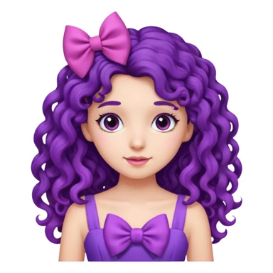 purple long curly haired girl with bow sticker
