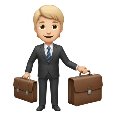 cheerful salesman holding a briefcase wearing a suit and tie smiling sticker