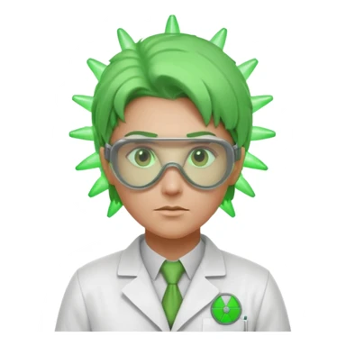 nuclear scientist portrait, head and shoulders only, wearing lab coat collar, protective goggles, glowing green radiation symbol badge, serious expression, sci-fi laboratory vibe, 3D cartoon, mobile game icon style, clean background, no text, no watermark
 sticker