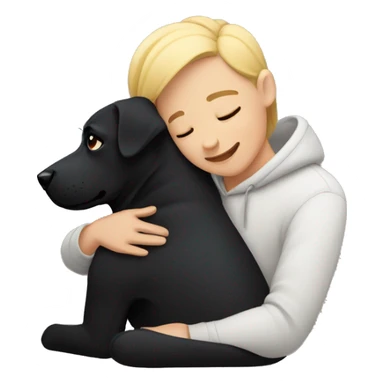 cuddling with Black dog  sticker