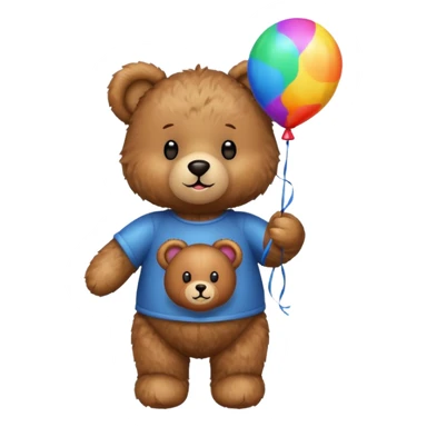 Teddy bear with colourful balloon in hand sticker